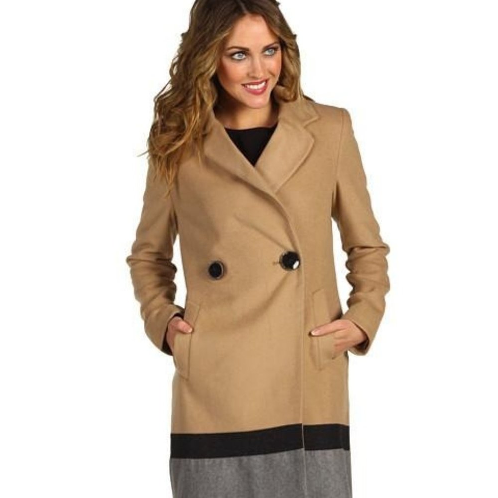 Vince Camuto Colorblock Wool Coat, NWOT